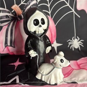 Halloween Grim Reaper Walking a Ghost Dog